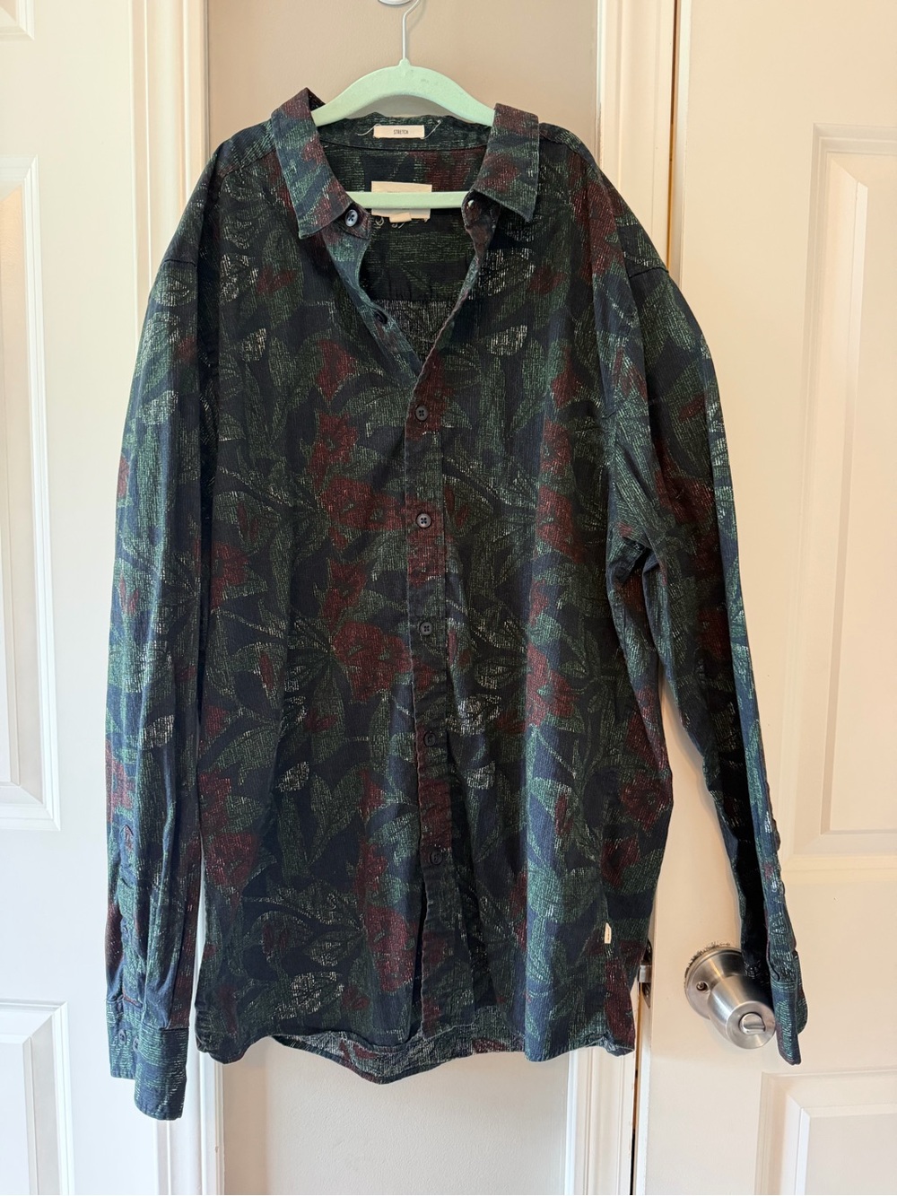 Relaxed Floral Button-Down Shirt - Green/Burgundy